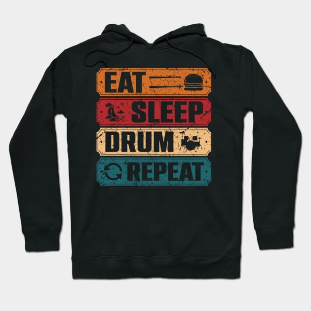 Drummer Eat Sleep Drum Repeat Drum Kit Musician Gifts Hoodie by KRMOSH